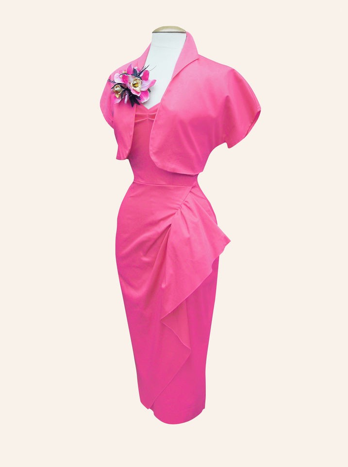 Vivien of Holloway 50s pin up style pink sarong dress & bolero jacket