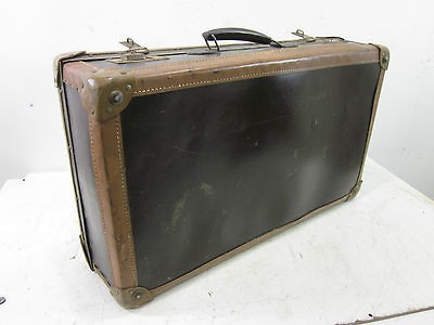 Vintage Brown & Tan Hardboard Suitcase 24 x13 x6.5deep