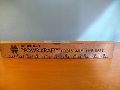 POWR KRAFT wood 12 level and ruler vintage retro mid century