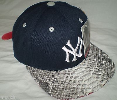 Custom Snapback American Needle Python Snakeskin Navy Blue Yankees 