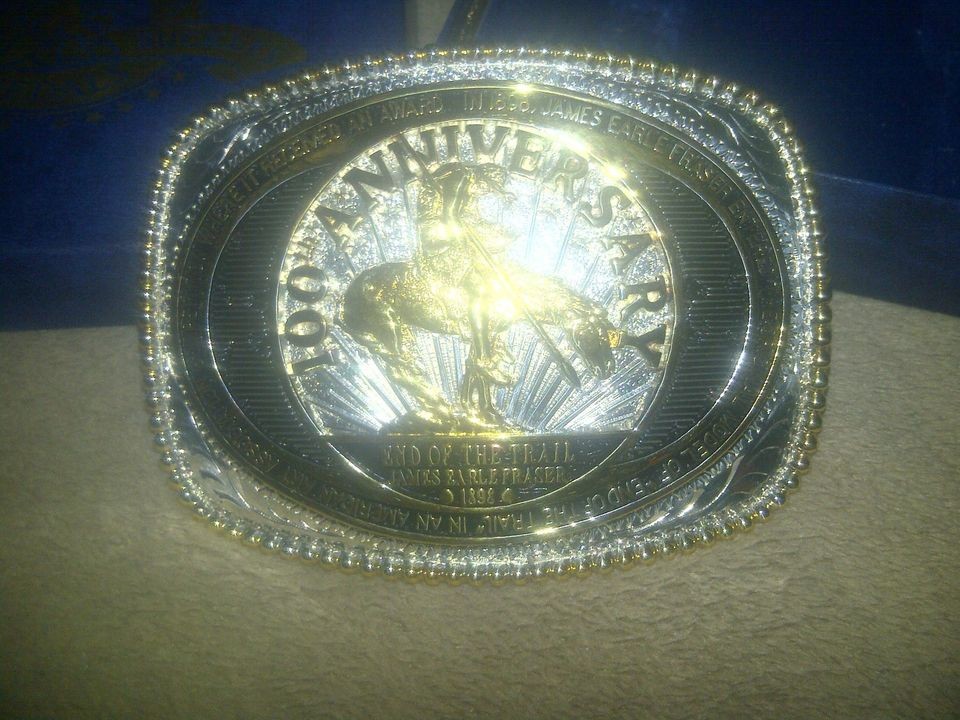 Award Design End Of The Trail Belt Buckle   100th Aniversary