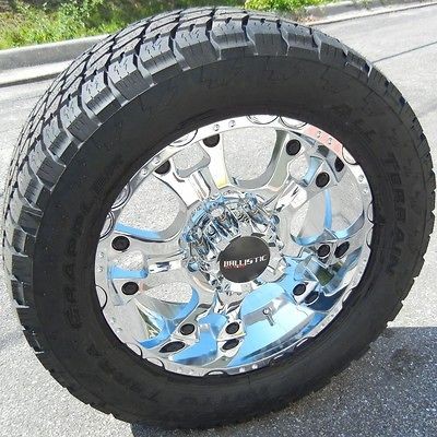 20 CHROME BALLISTIC HOSTEL WHEELS RIM NITTO TERRA GRAPPLER TIRES FORD 