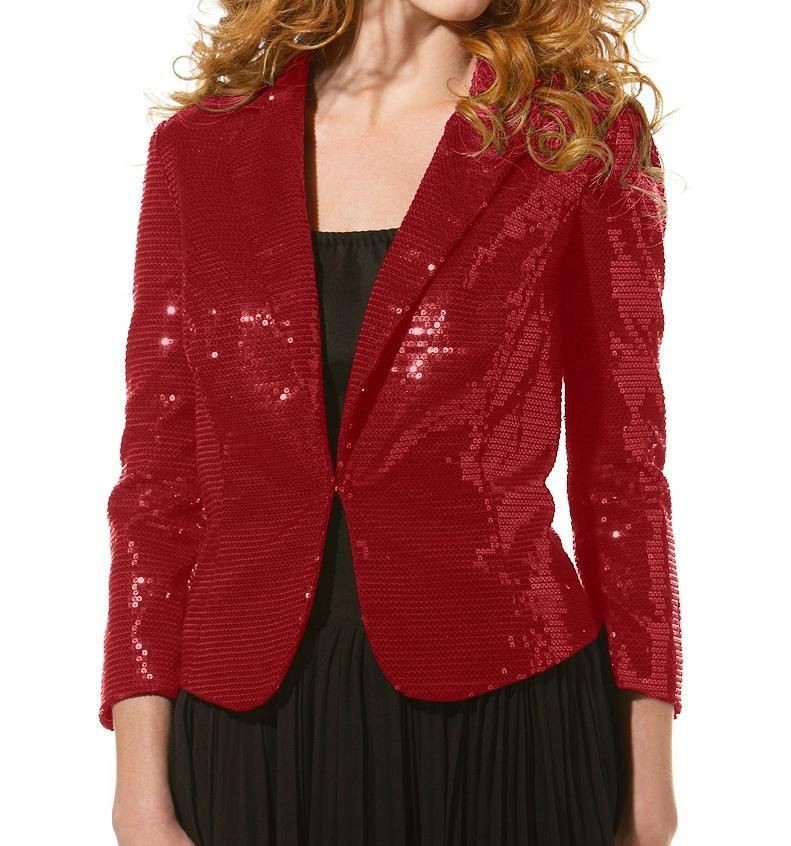 Patricia Pat Field Sequined Blazer Jacket RED $139.90