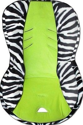 BABY CAR SEAT COVER FITS BRITAX MARATHON. WHITE ZEBRA/LIME GREEN. SOFT 