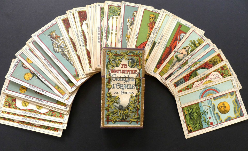 Antique Vintage Tarot Egyptiens Fortune Telling Cards by Delarue 