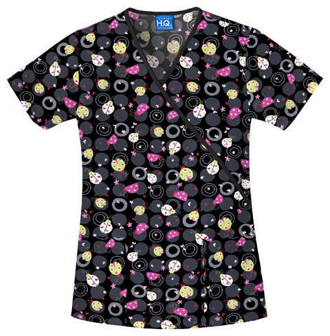 Cherokee Scrub HQ Ladybug Picnic Scrubs Top 4826C LDPC