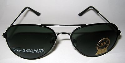 KIDS BOYS GIRLS TOP GUN PILOT AVIATOR SUNGLASSES BLACK METAL FRAME 