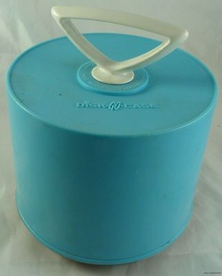 Vintage Disk Go Case Teal Aqua 45 RPM Record Carrier Holder Retro 