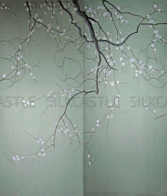 Chinoiserie Handpainted Wallpaper Plum Blossom Shadows