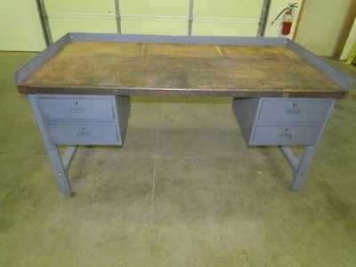   Steel Work Bench 72x36 Butcher Block Adjustable Legs 4 Drawers