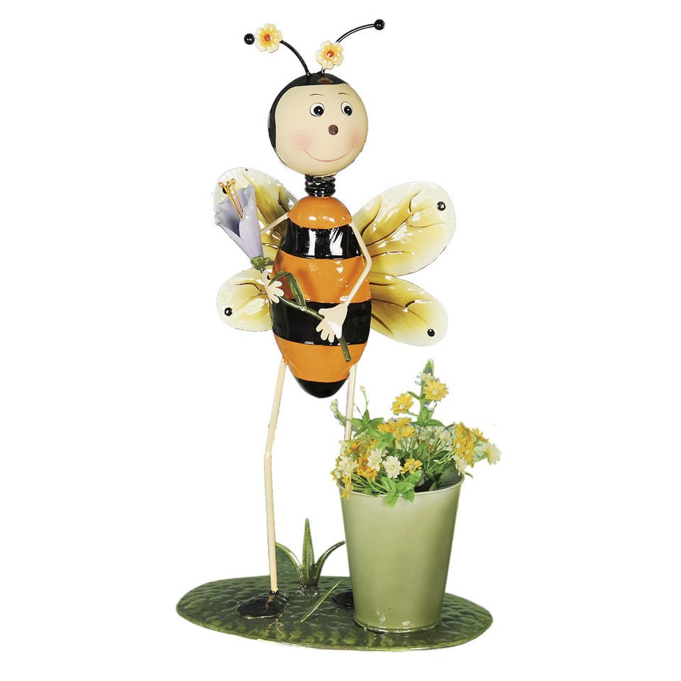 Astonica 50302429 Hand Painted Metal Buzzy Bee Garden Planter