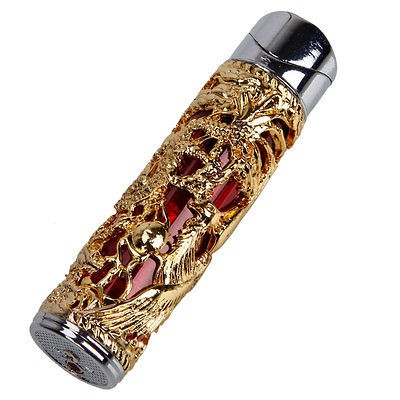   Style Refillable Butane Cigarette Cigar Lighter Windproof Golden