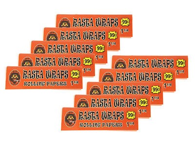 10 Packs 1 1/4 Rasta Wrap Cigarette Tobacco Rolling Paper 1.25 #70257