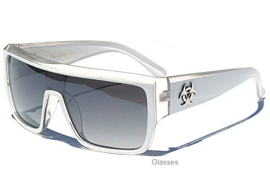   BIOHAZARD WHITE and CLEAR FRAME AVIATOR SUNGLASSES SUNNIES Shades NEW