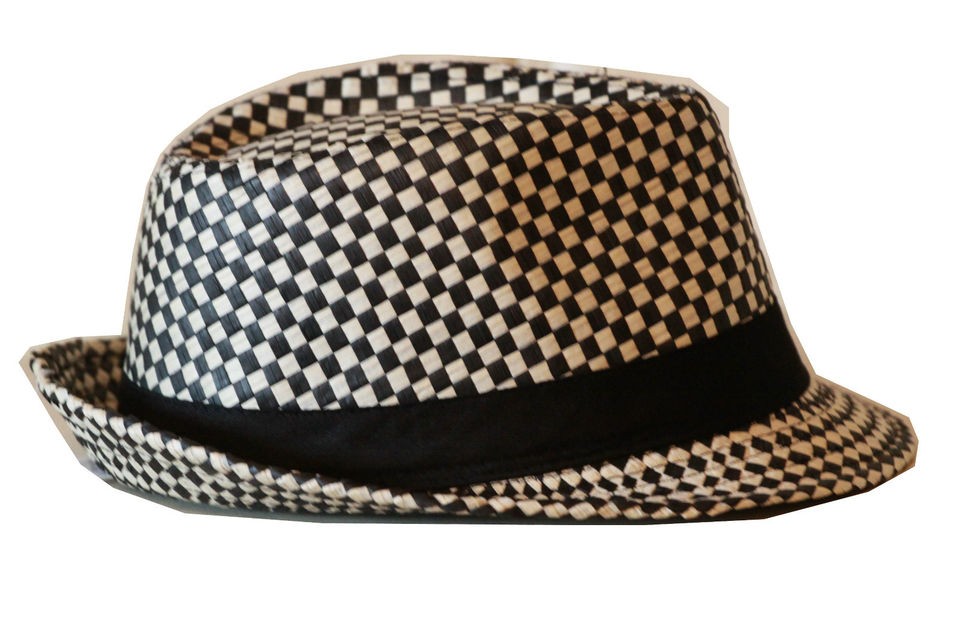 New Men Women Trilby Fedora Bucket Hat Cap Small Square Paper Straw 