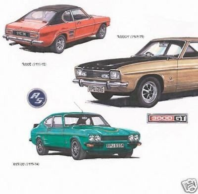 FORD CAPRI Mk1 PRINT   3 litre E GT 3000 GXL & RS3100