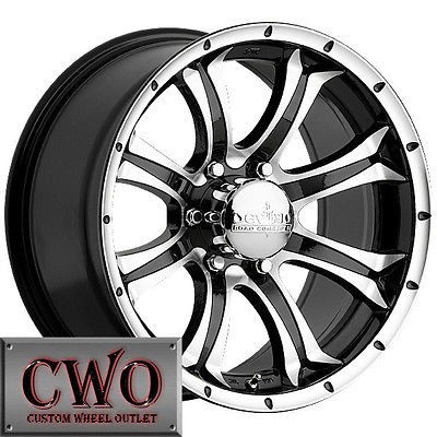 17 Black Devino Kraken Wheels Rims 5x127 5 Lug Chevy GMC C1500 Jeep 