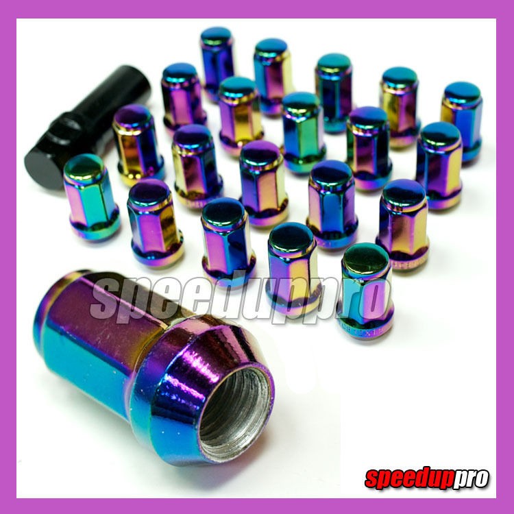 12x1.5 NEO CHROME Wheel Lug Nuts Heptagon 20pcs Alloy JDM Titanium 