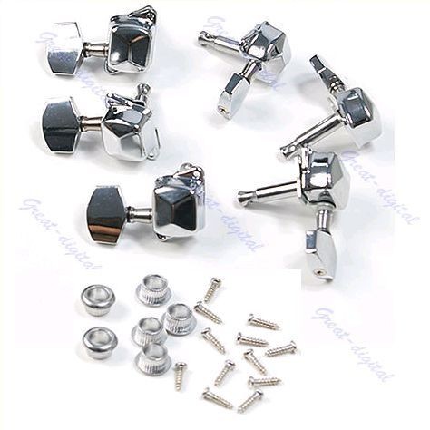 New Chrome Semiclosed Guitar String Tuning Pegs Tuners Machine Heads 