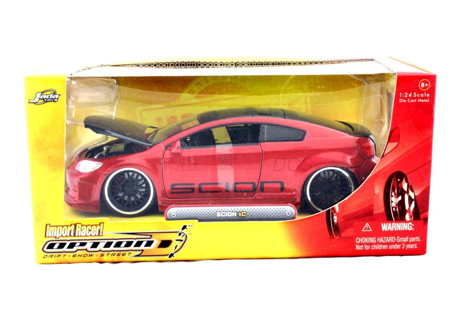 Jada Import Racer Toyota Scion TC Model RED / BLACK 1/24 Diecast Car 