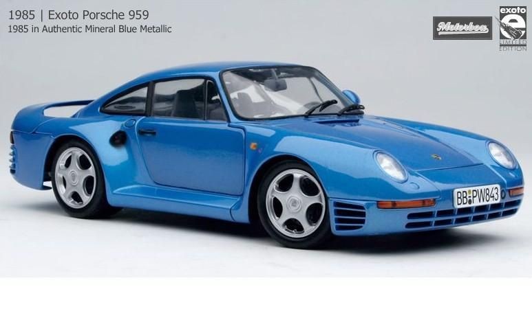 Exoto 1/18 1986 Porsche 959 Authentic Mineral Blue Metallic MTB00007