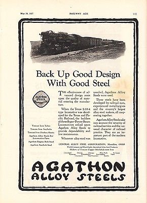   Alloy Steel Ad T&P Texas & Pacific Railway 2 10 4 Type Locomotive