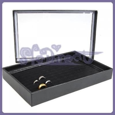 Ring Display JEWELRY Tray Case 100 SLOT Black 1.5 Deep