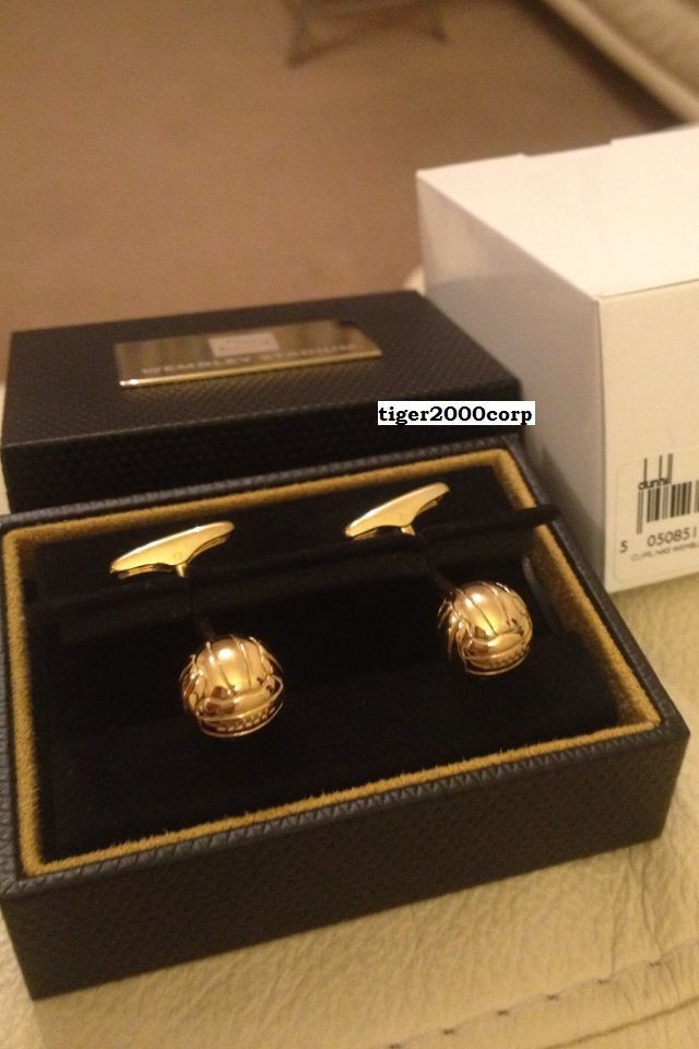 BNIB ALFRED DUNHILL 24CT GOLD FOOTBALL CUFFLINKS * RARE WEMBLEY EDN 