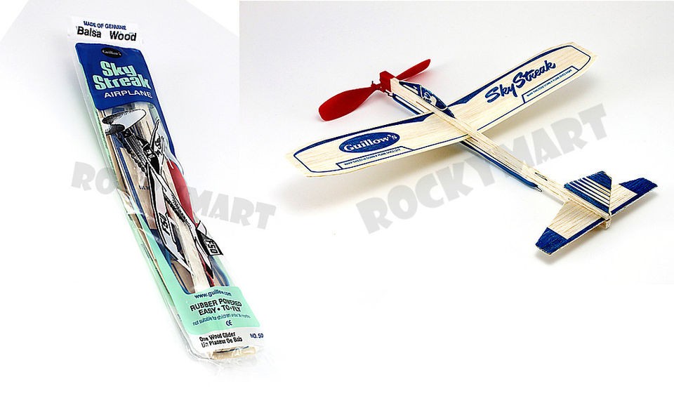  Airplane Sky Streak Glider Rubber Band Powered Propeller Toy Plane 