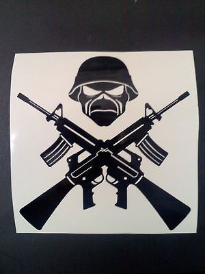   Maiden vinyl sticker decal choose size and color Machine Guns Eddie