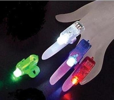 Special offer 4 PCS Finger LED Lights Beam Torch Bright 4 colors dance 