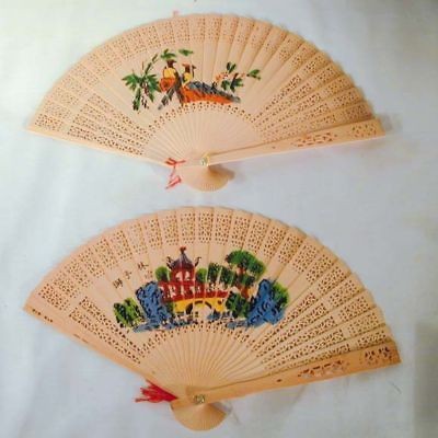 WOODEN HAND FAN air cool held purse wood fans cooler novelty womens 