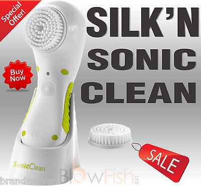 New Silkn Sonic Clean with 2 Brushes Facial Cleanser 