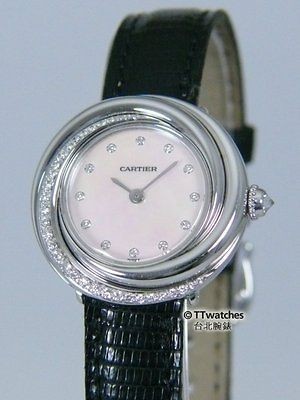 Cartier Trinity Diamond Ladies Watch 18K White Gold Mother of Pearl 