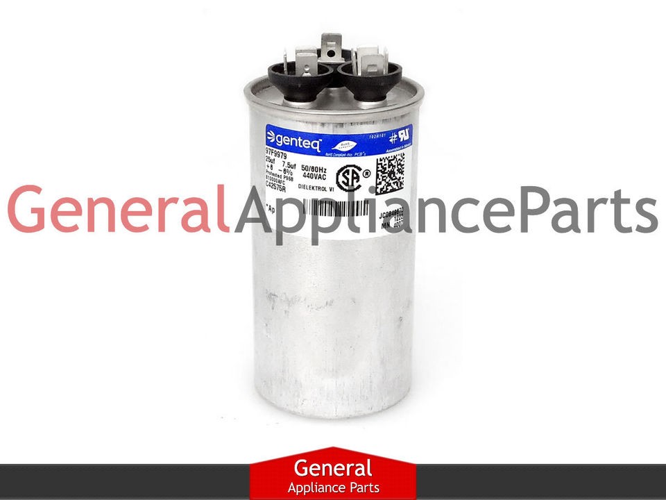 Whirlpool Crosley AC Capacitor 25 7.5 UF 440 VAC 1184649 MRP186196 