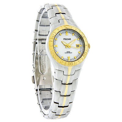 Pulsar Quartz Ladies Mother Of Pearl Dial Two Tone Dress Watch PXT682