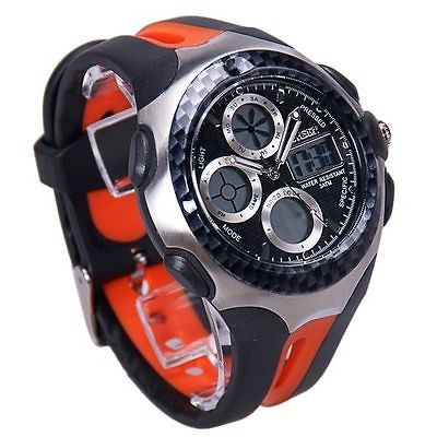   Orange Band Army Day Date Men Boys Waterproof Quartz Sport Wrist Watch