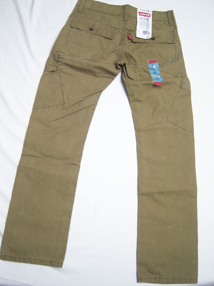 nwt LEVIS 511 SKINNY slim leg CARGO kHAKI PANTS BOYS 10 12 14 16 18 