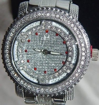   OUT RUBY & DIAMONDS PLATINUM BAND 50 CENTS ICE TREND TECHNO KING WATCH