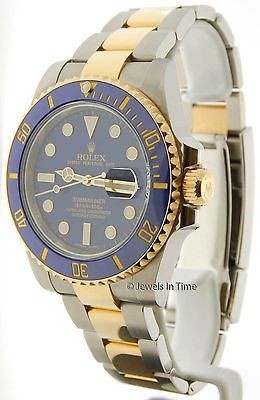 Rolex Mens Submariner 116613 V 18k Gold & Stainless Steel Ceramic 