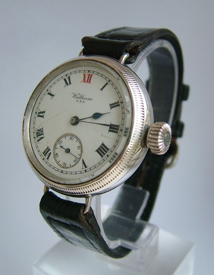 Gents vintage Waltham silver trench / wrist watch, 1920s