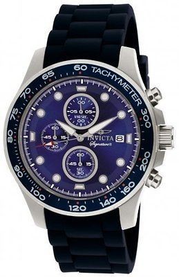 NEW Invicta 7372 Signature II Chronograph Blue Dial Rubber Strap Mens 