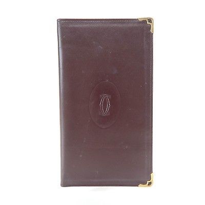 CARTIER Leather Must de Cartier Agenda Wallet Burgundy