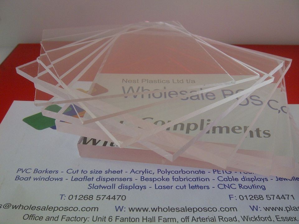   1MM 1.5MM 2MM & 3MM CLEAR PERSPEX ACRYLIC PLASTIC SHEETS STOCK PANEL
