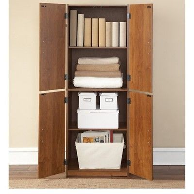   Garage Food Towel Linen Storage Pantry Cabinet Closet Wood Alder