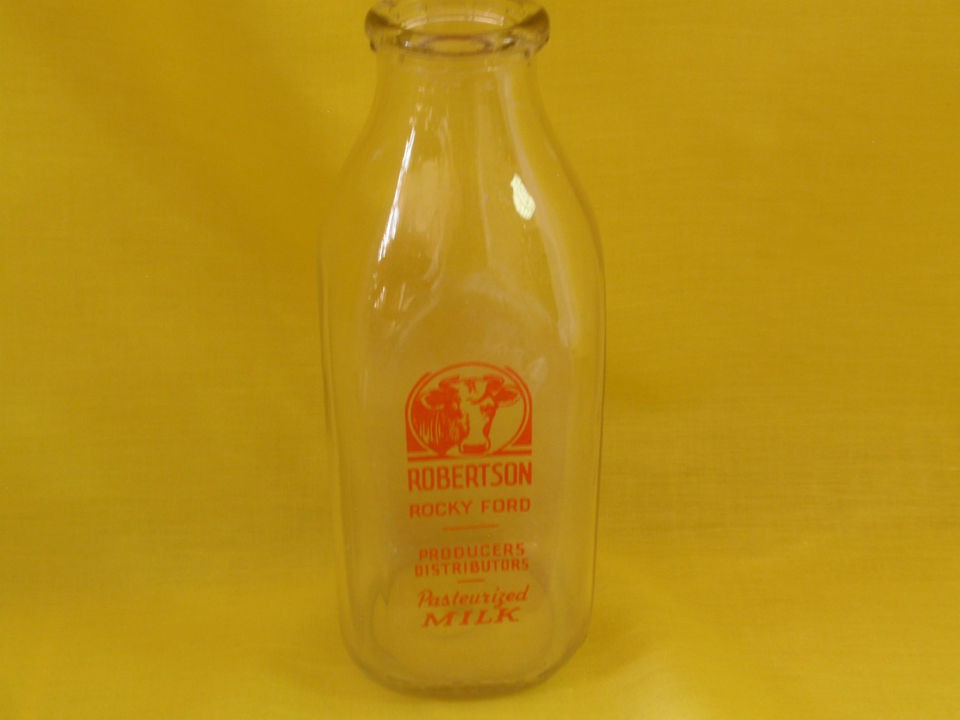 Vintage Robertson Rocky Ford CO Square Milk Bottle One 1 Quart