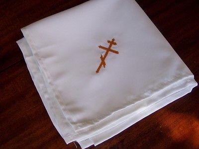   Russian Orthodox CROSS Church White Serving Altar Linen Napkins Set