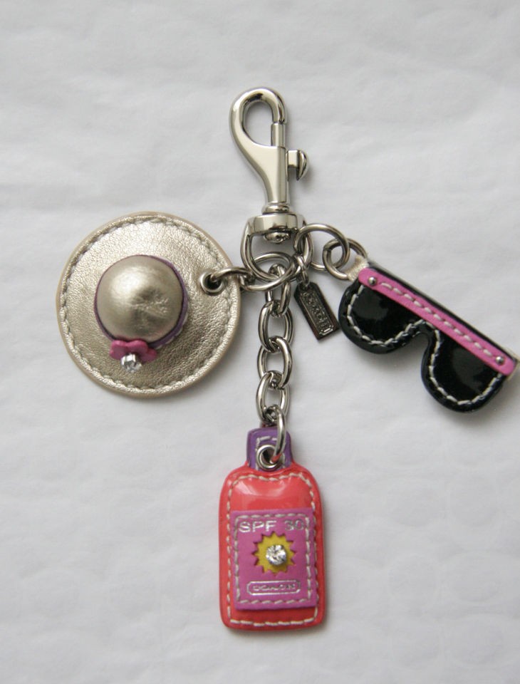 Coach Beach ACC Charm Key Ring Key Chain Sunblock Hat Sunglasses 93172