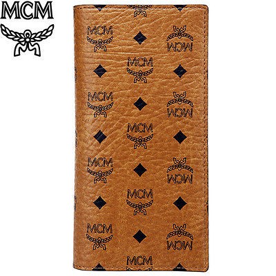 MCM Cognac Visetos Round Mens Long Wallet Purse 12SS New