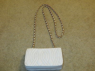 Simone New York   Vintage White Leather Shoulder Evening Bag 